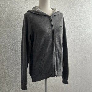 PINK Victoria’s Secret Zip-Up Hoodie – Gray – Size Small